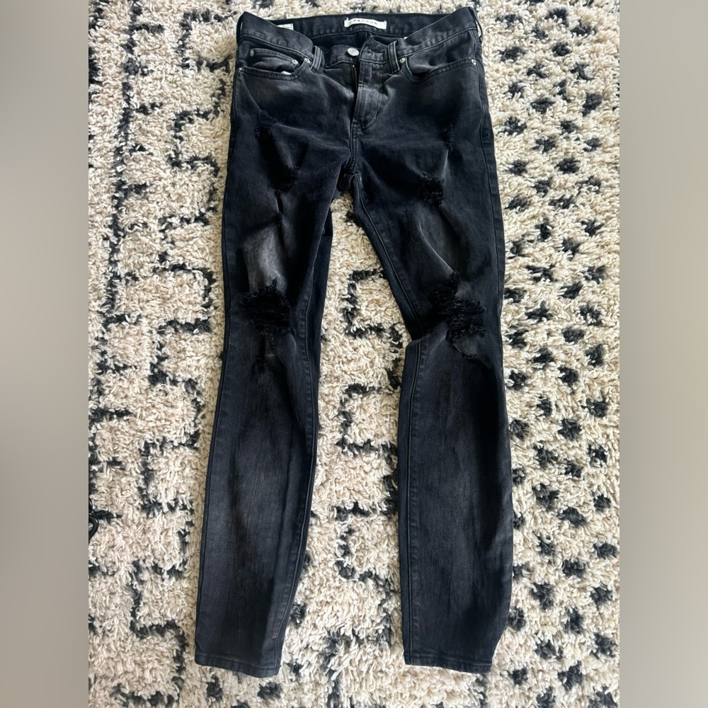 Pacsun black ripped stacked skinny jeans size 29X30. Like new condition.